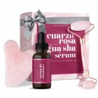 Rodillo de Cuarzo Rosa con Gua Sha y Sérum de Vitamina C